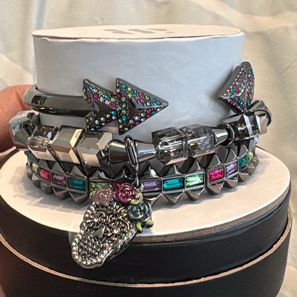 Bomb party sugar skull Halloween bracelet stack